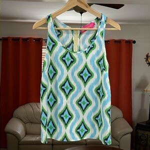 Macbeth Collection by Margaret Josephs Womens Geometric Sleeveless Blouse Size S